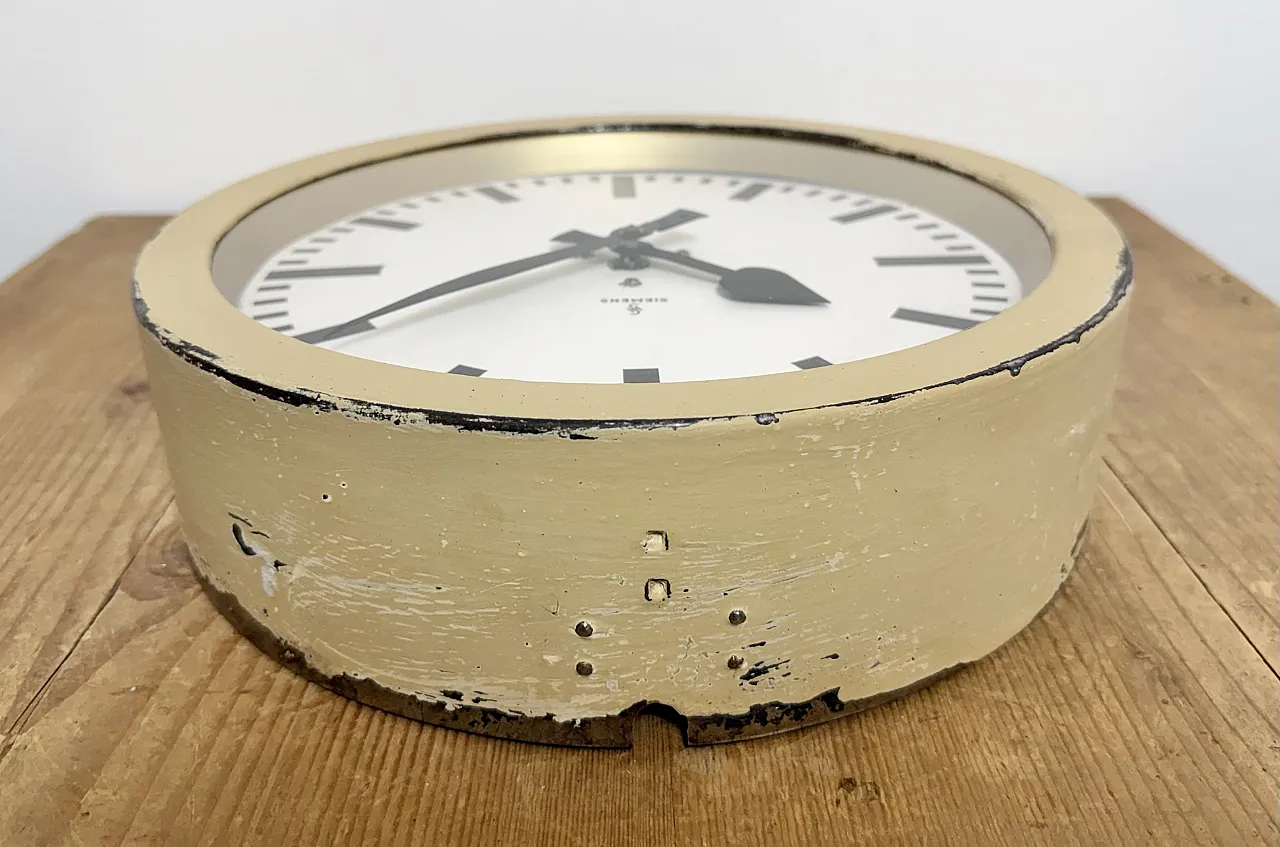 Beige Industrial Factory Wall Clock from Siemens, 1950s 13