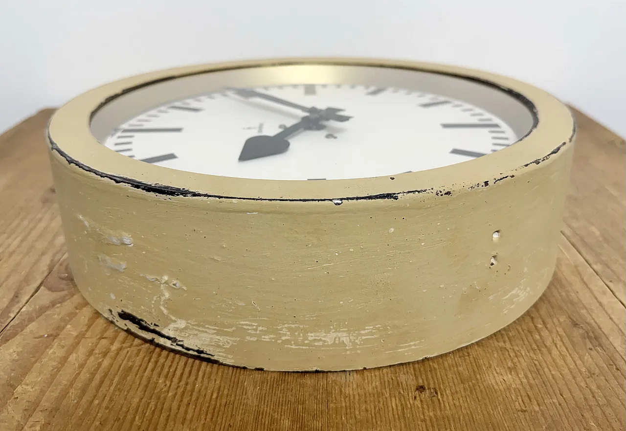 Beige Industrial Factory Wall Clock from Siemens, 1950s 14