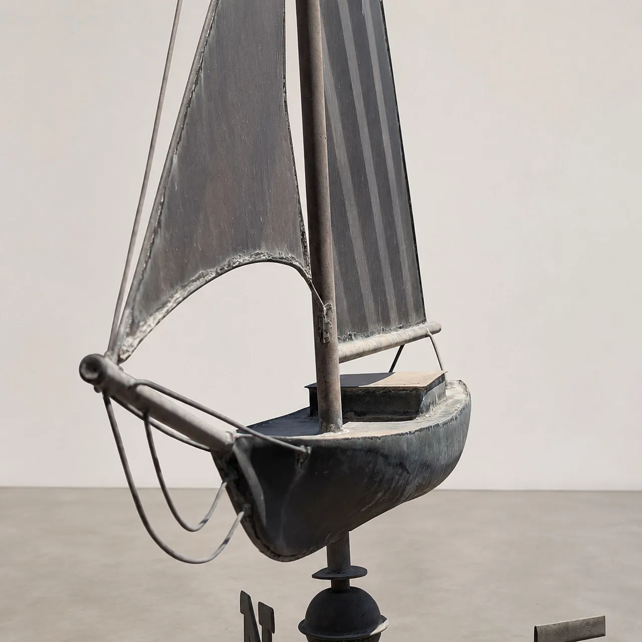 Early 1900s three-dimensional copper wind vane with sailboat 1