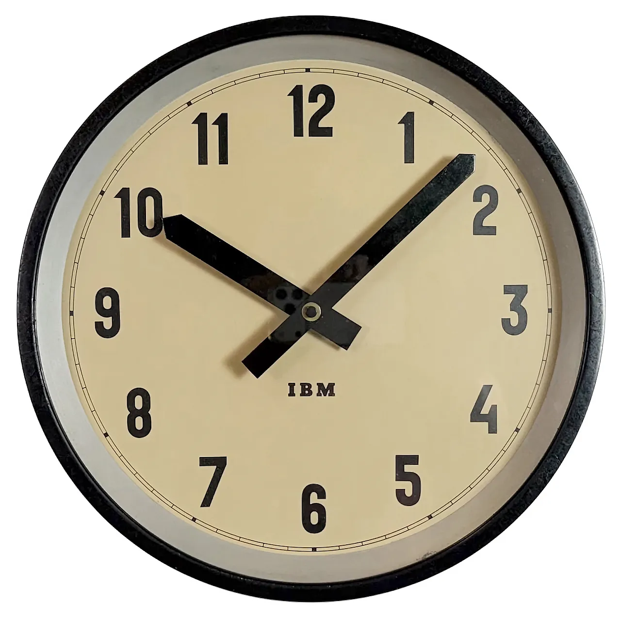 Black Industrial Factory Wall Clock from IBM, 1950s 1