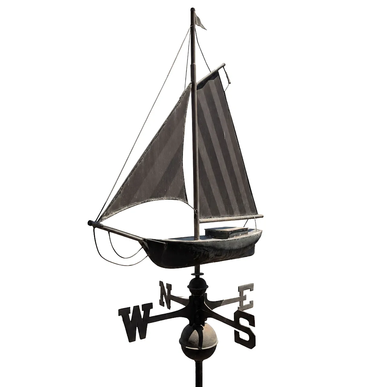 Early 1900s three-dimensional copper wind vane with sailboat 7
