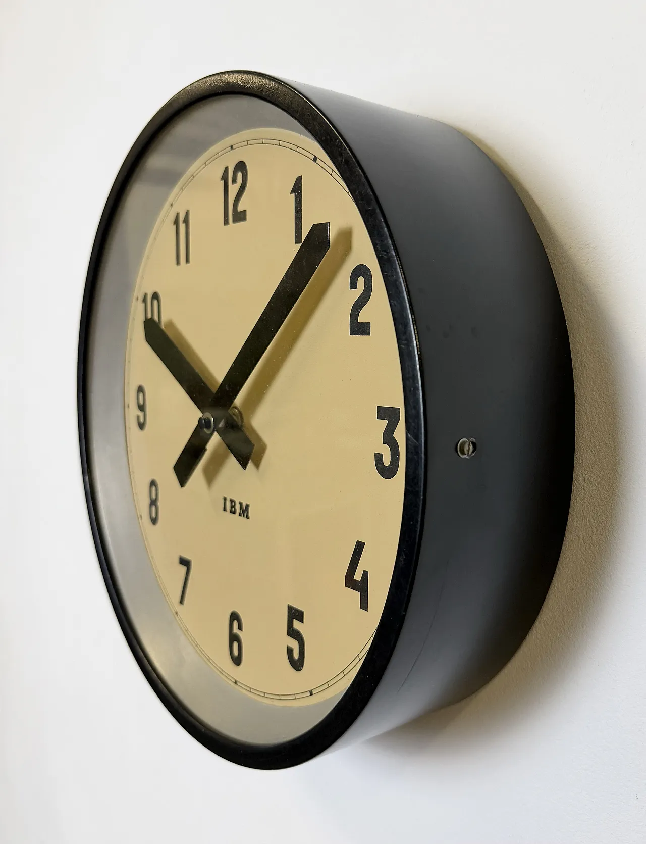 Black Industrial Factory Wall Clock from IBM, 1950s 4