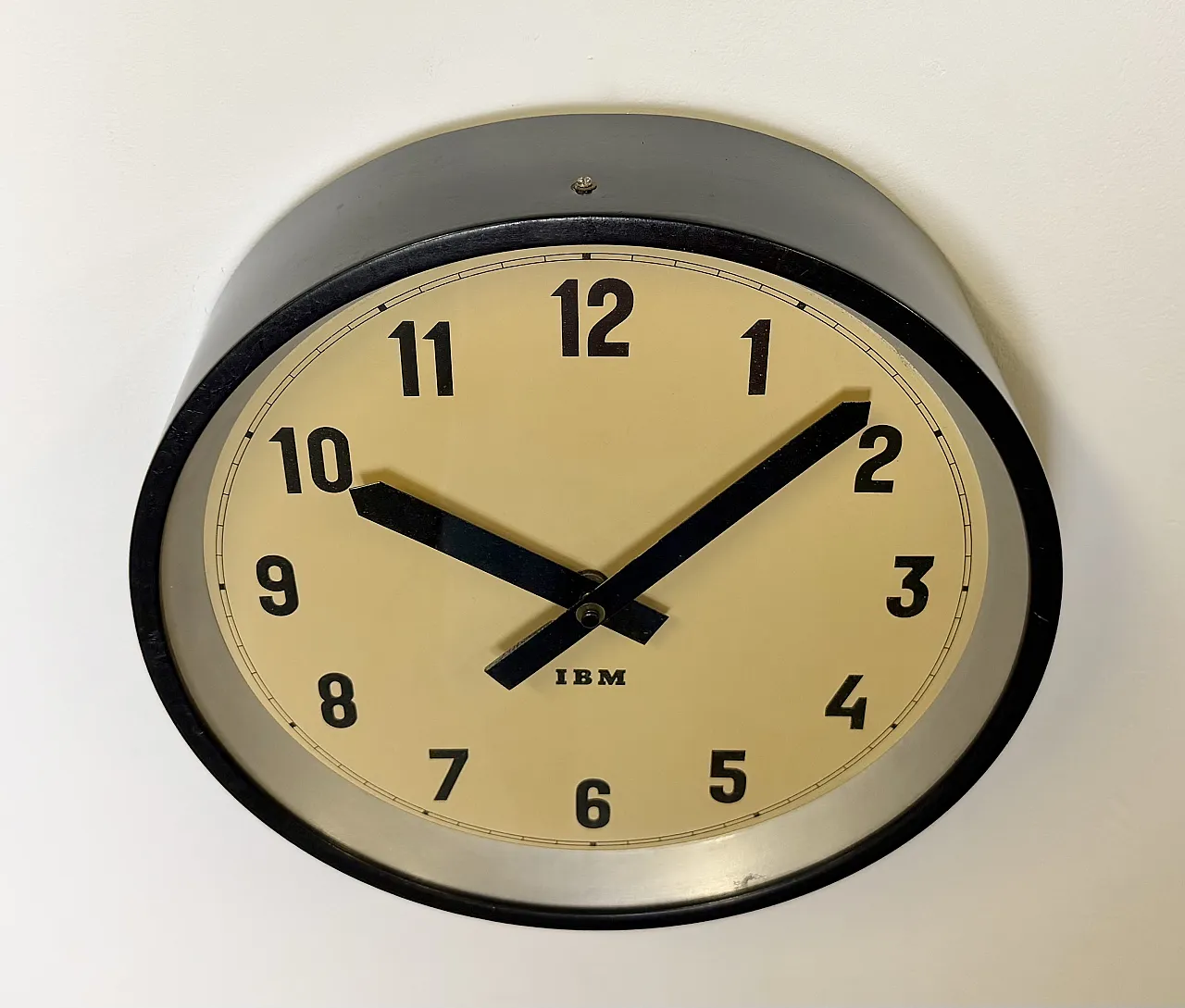 Black Industrial Factory Wall Clock from IBM, 1950s 6