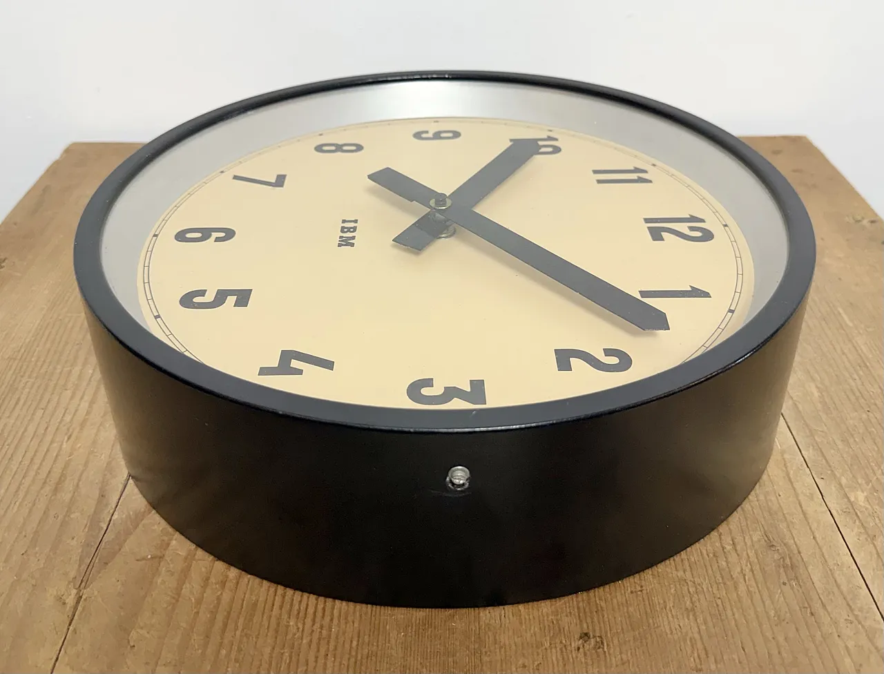 Black Industrial Factory Wall Clock from IBM, 1950s 11