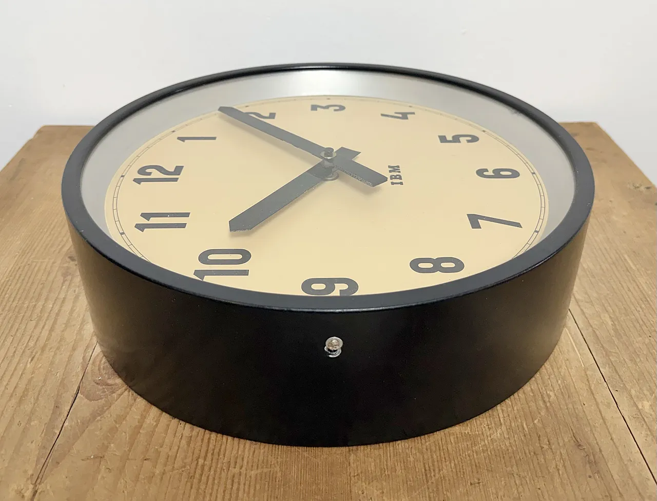 Black Industrial Factory Wall Clock from IBM, 1950s 13