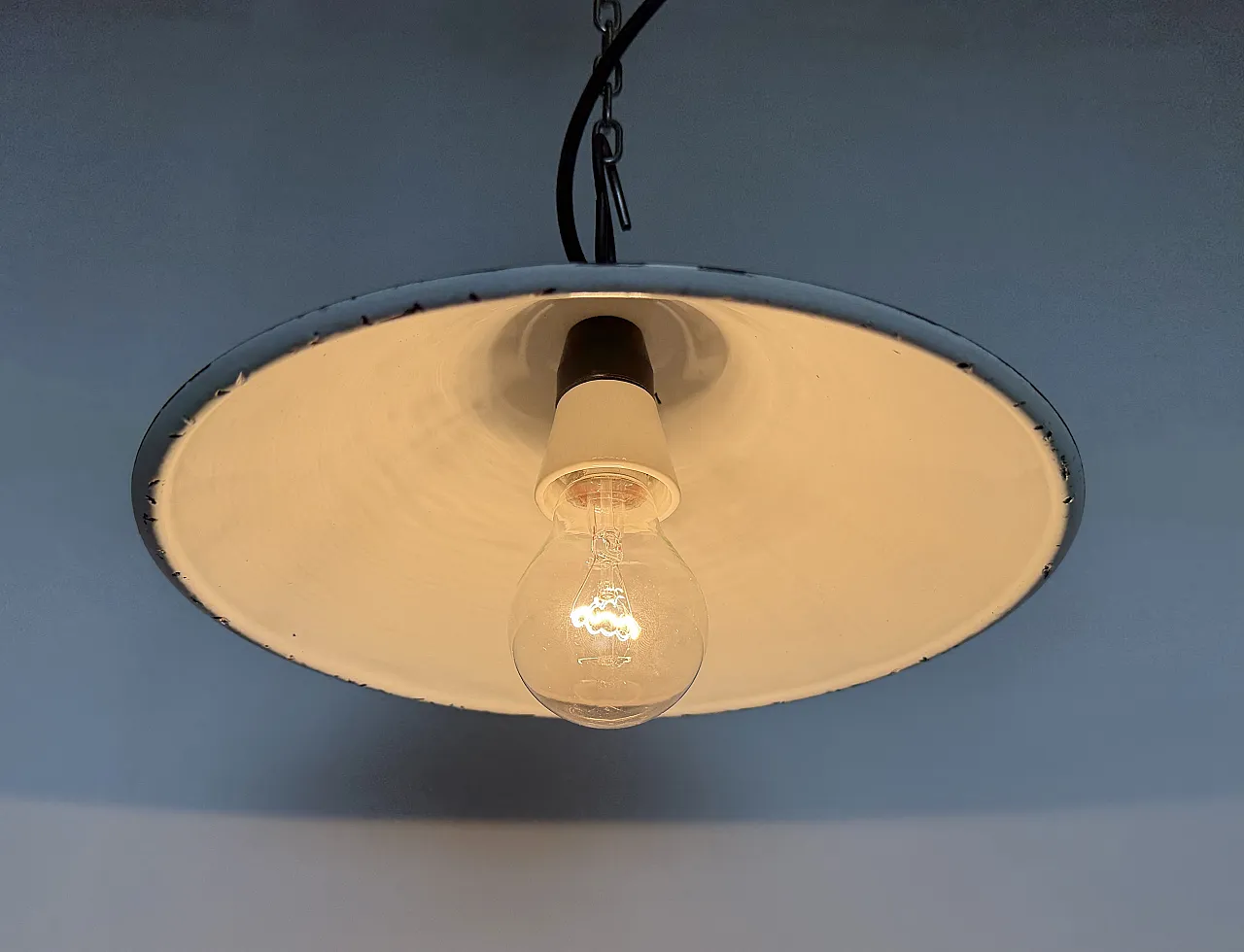 Industrial British Green Enamel Factory Pendant Lamp, 1950s 10