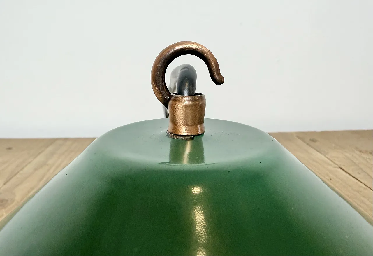 Industrial British Green Enamel Factory Pendant Lamp, 1950s 14