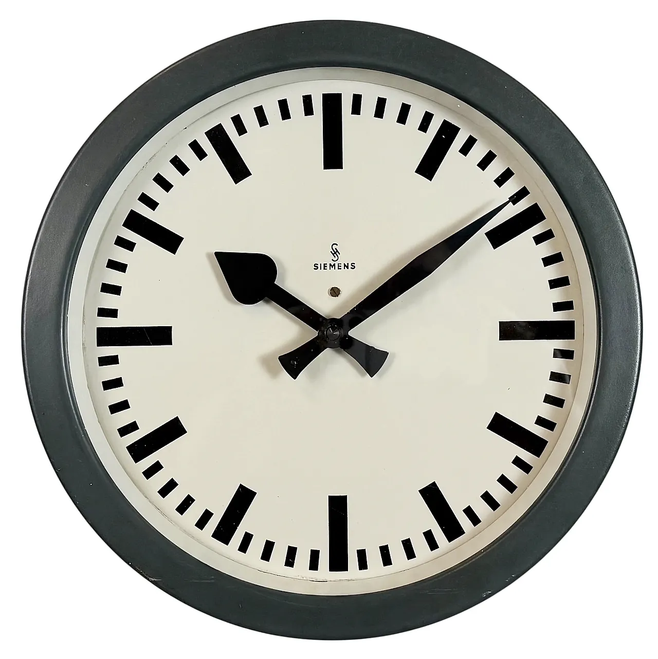 Grey Industrial Factory Wall Clock from Siemens, 1950s 1