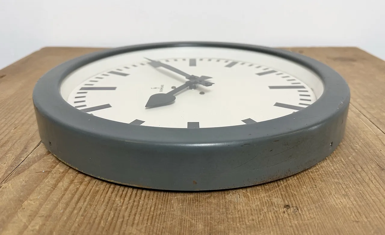 Grey Industrial Factory Wall Clock from Siemens, 1950s 14