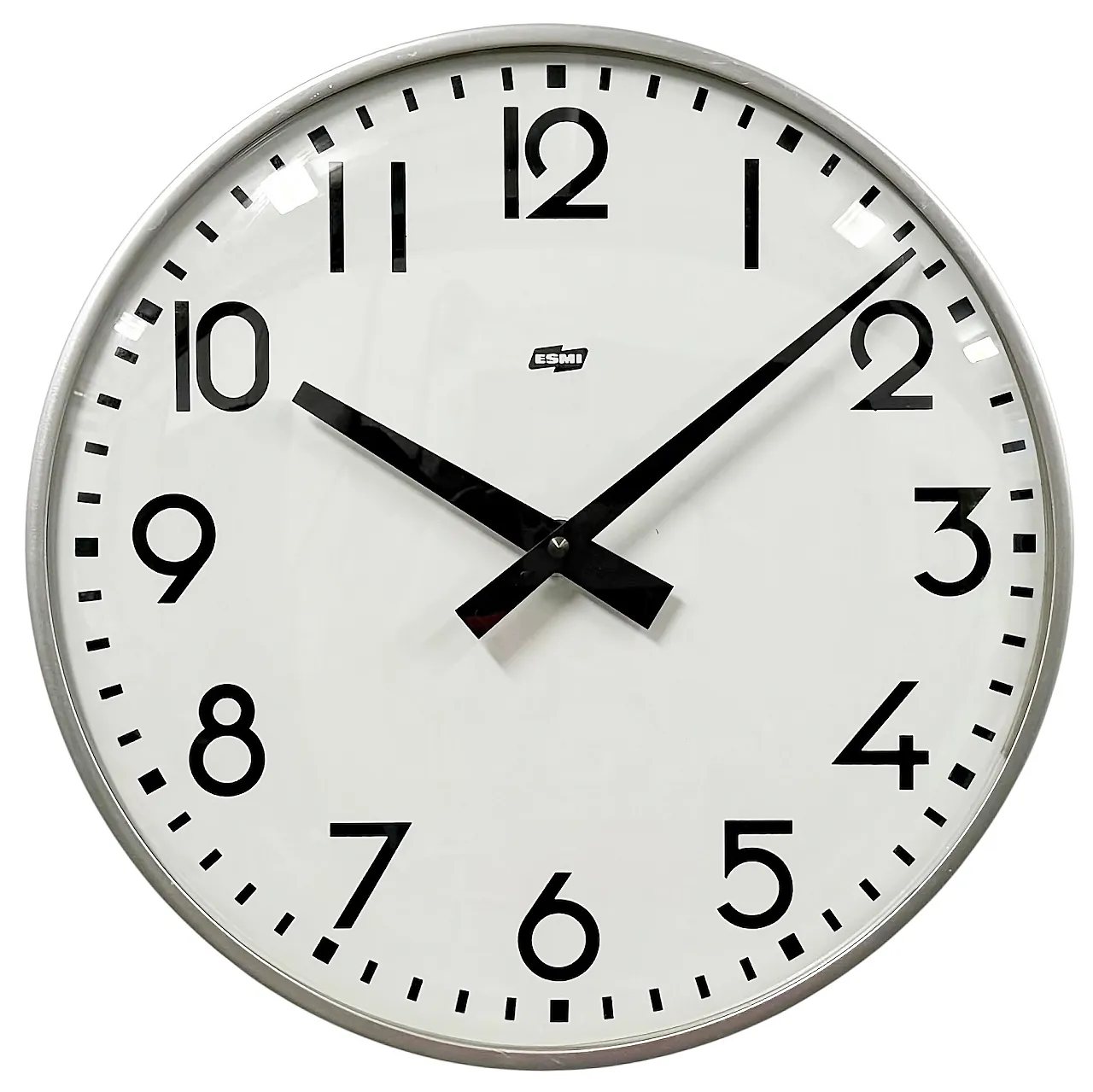 Vintage Silver Wall Clock from ESMI, 1980s 1