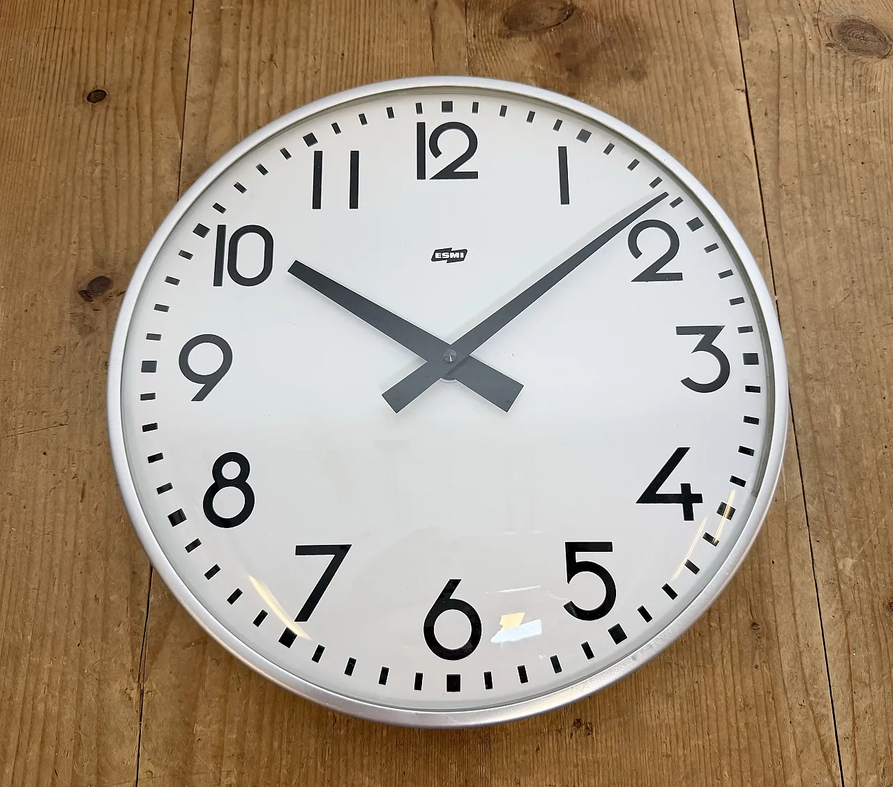 Vintage Silver Wall Clock from ESMI, 1980s 9