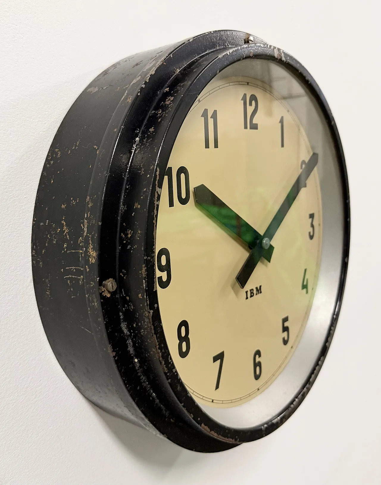 Black Industrial Factory Wall Clock from IBM, 1950s 5