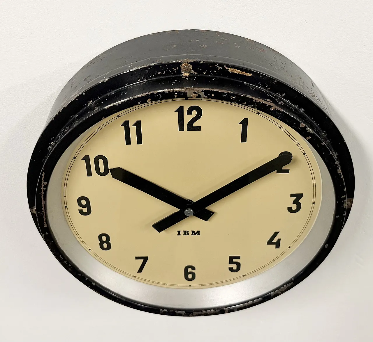 Black Industrial Factory Wall Clock from IBM, 1950s 6