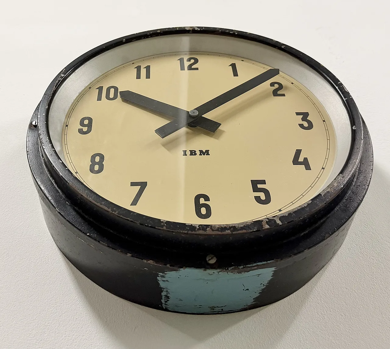 Black Industrial Factory Wall Clock from IBM, 1950s 7