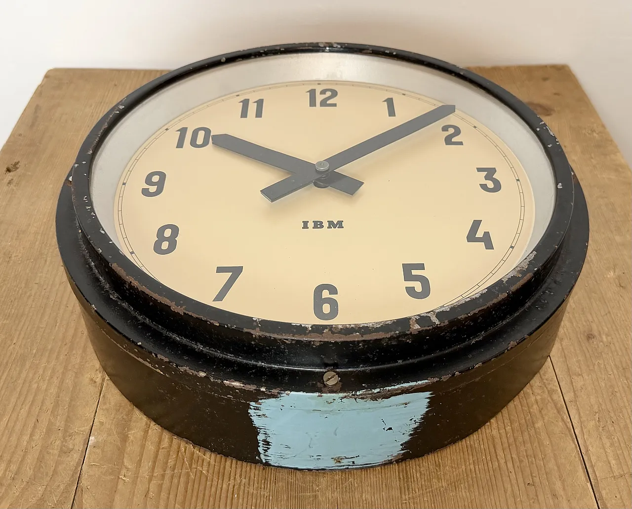 Black Industrial Factory Wall Clock from IBM, 1950s 8