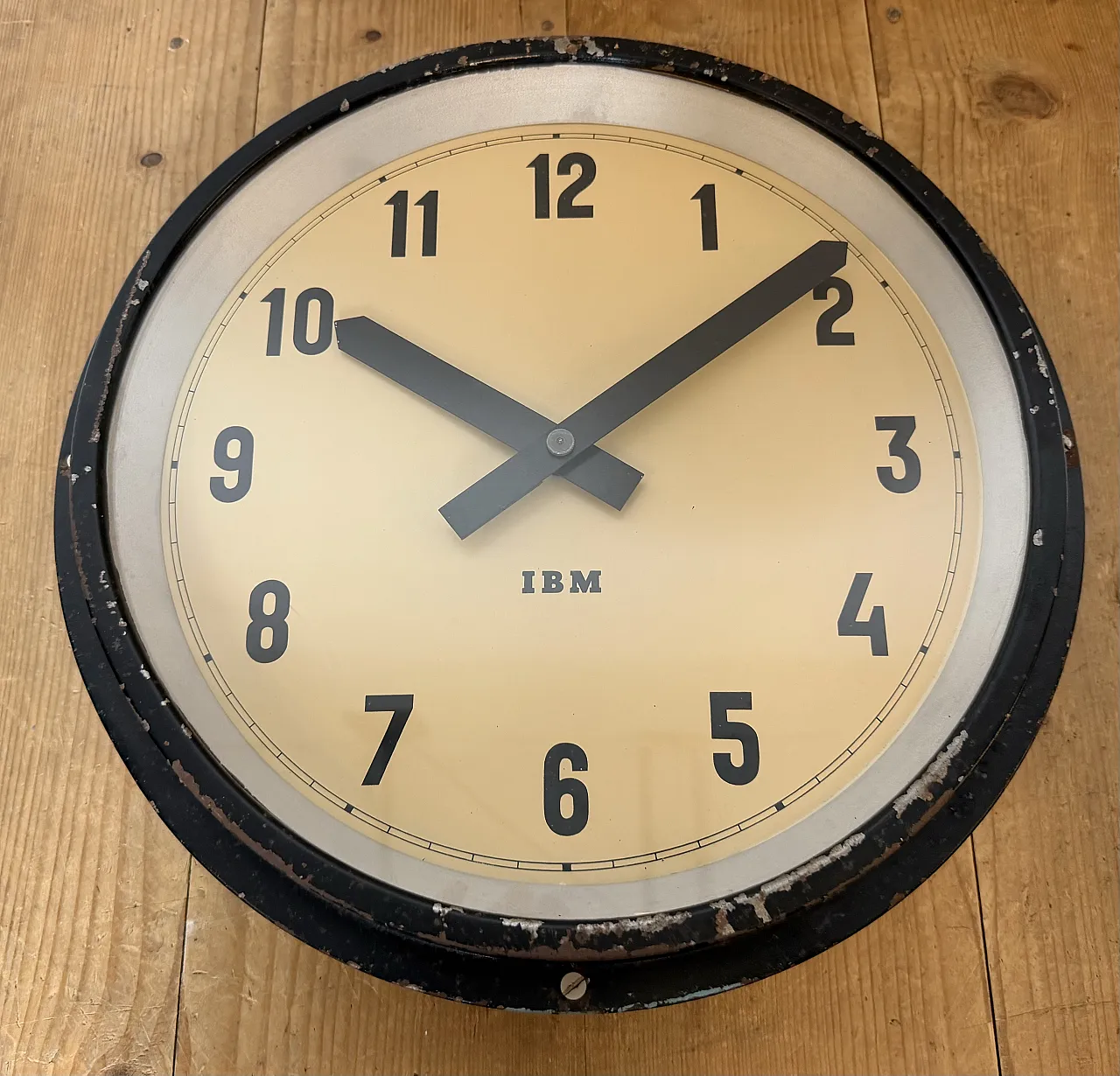 Black Industrial Factory Wall Clock from IBM, 1950s 11