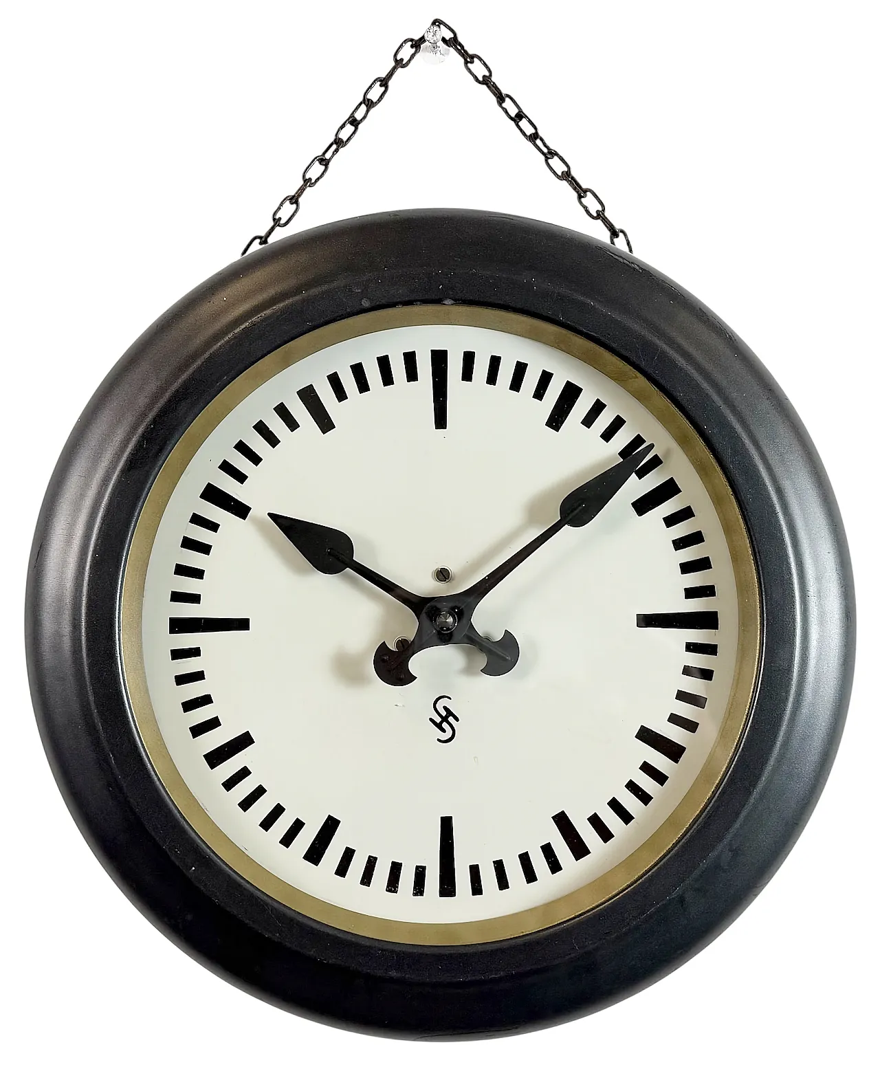 Black Industrial Factory Wall Clock from Siemens, 1930s 1