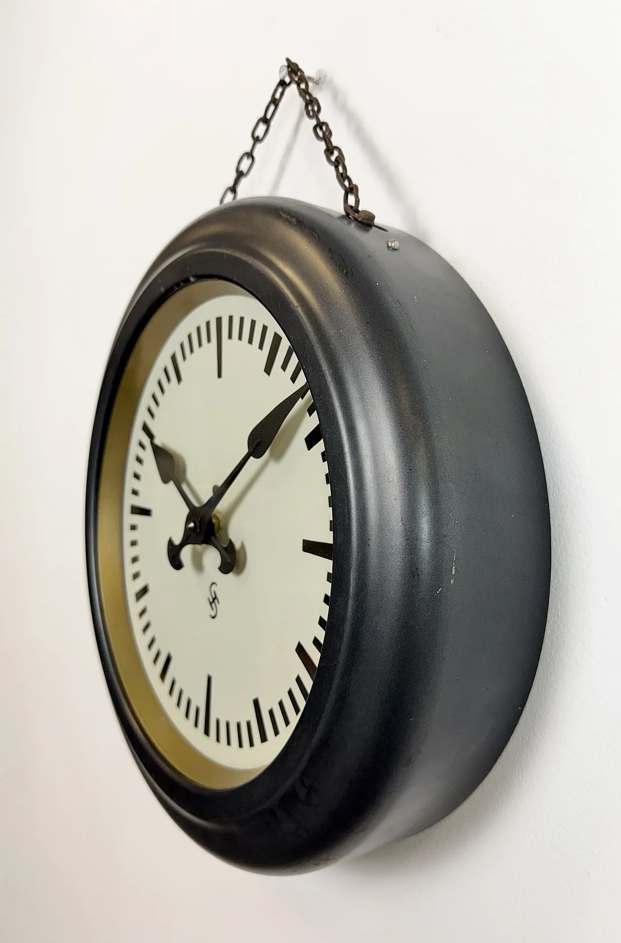 Black Industrial Factory Wall Clock from Siemens, 1930s 4