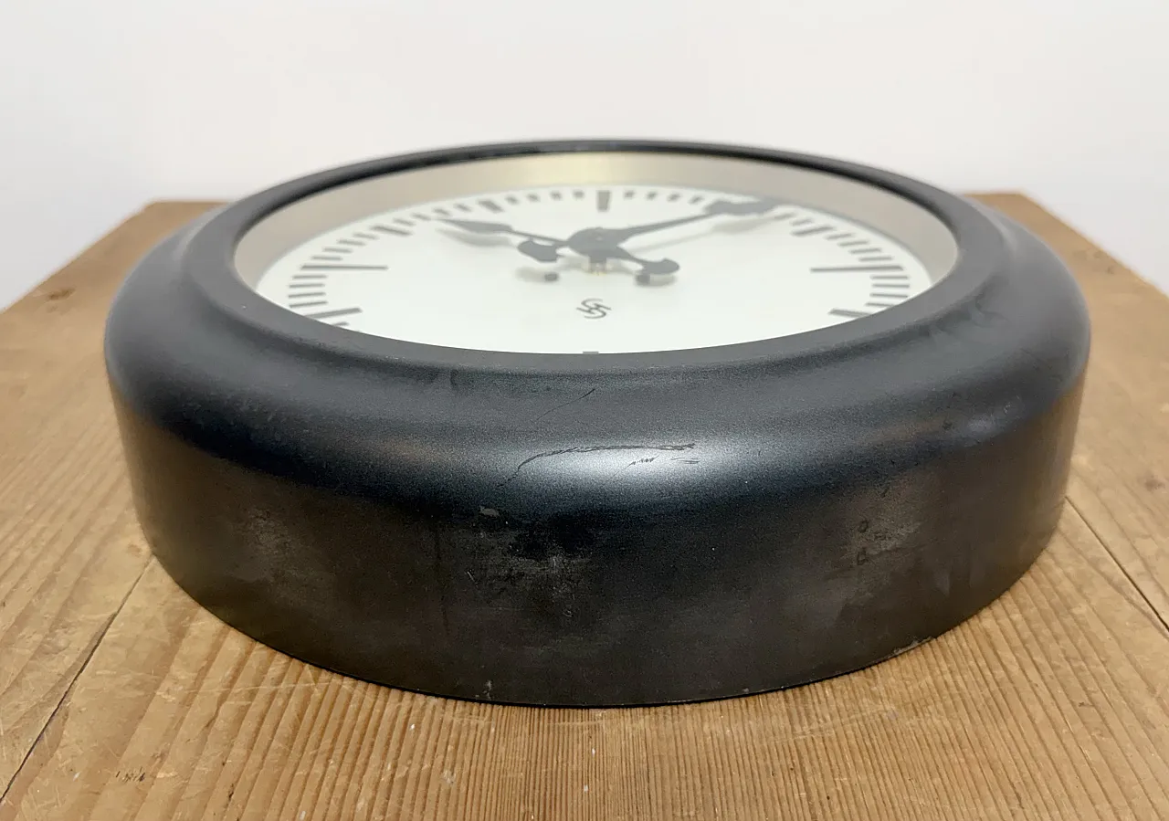 Black Industrial Factory Wall Clock from Siemens, 1930s 8