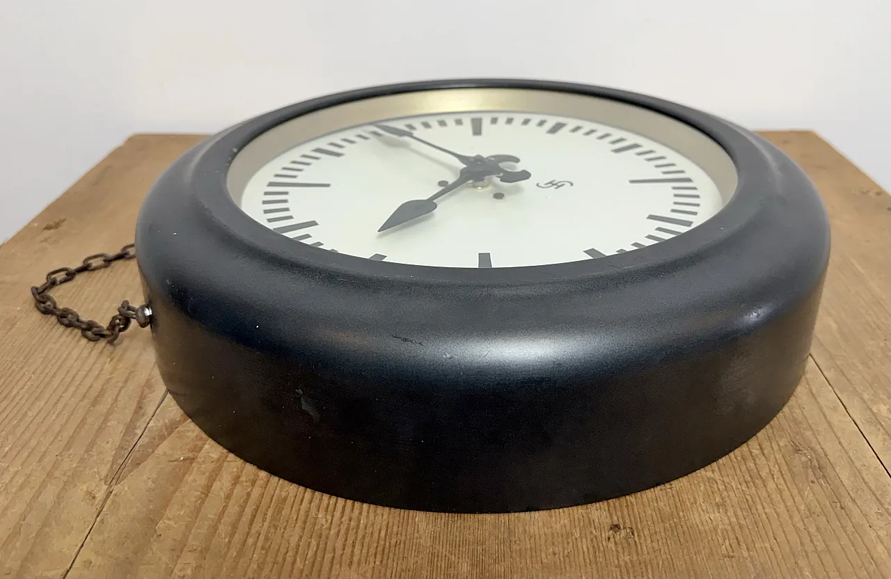 Black Industrial Factory Wall Clock from Siemens, 1930s 14