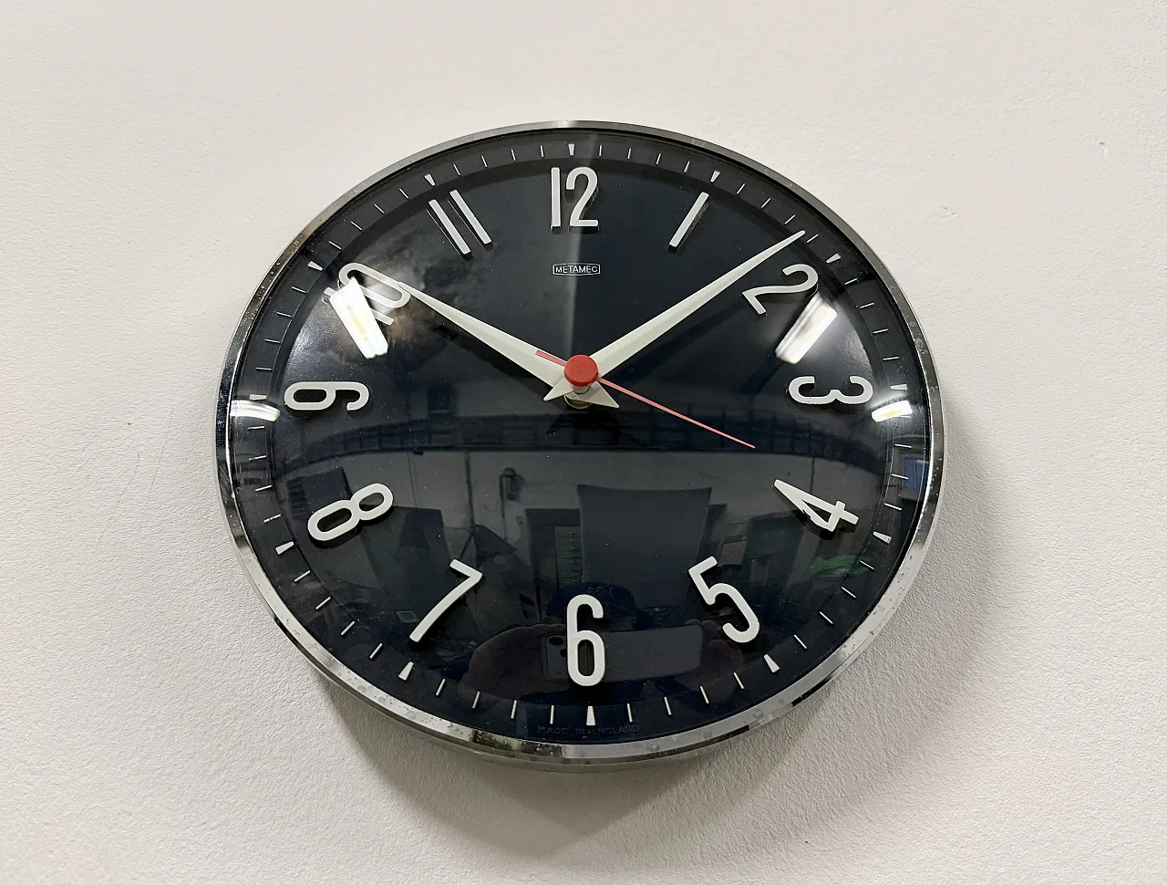 Vintage Dark Blue Wall Clock from Metamec, 1970s 6