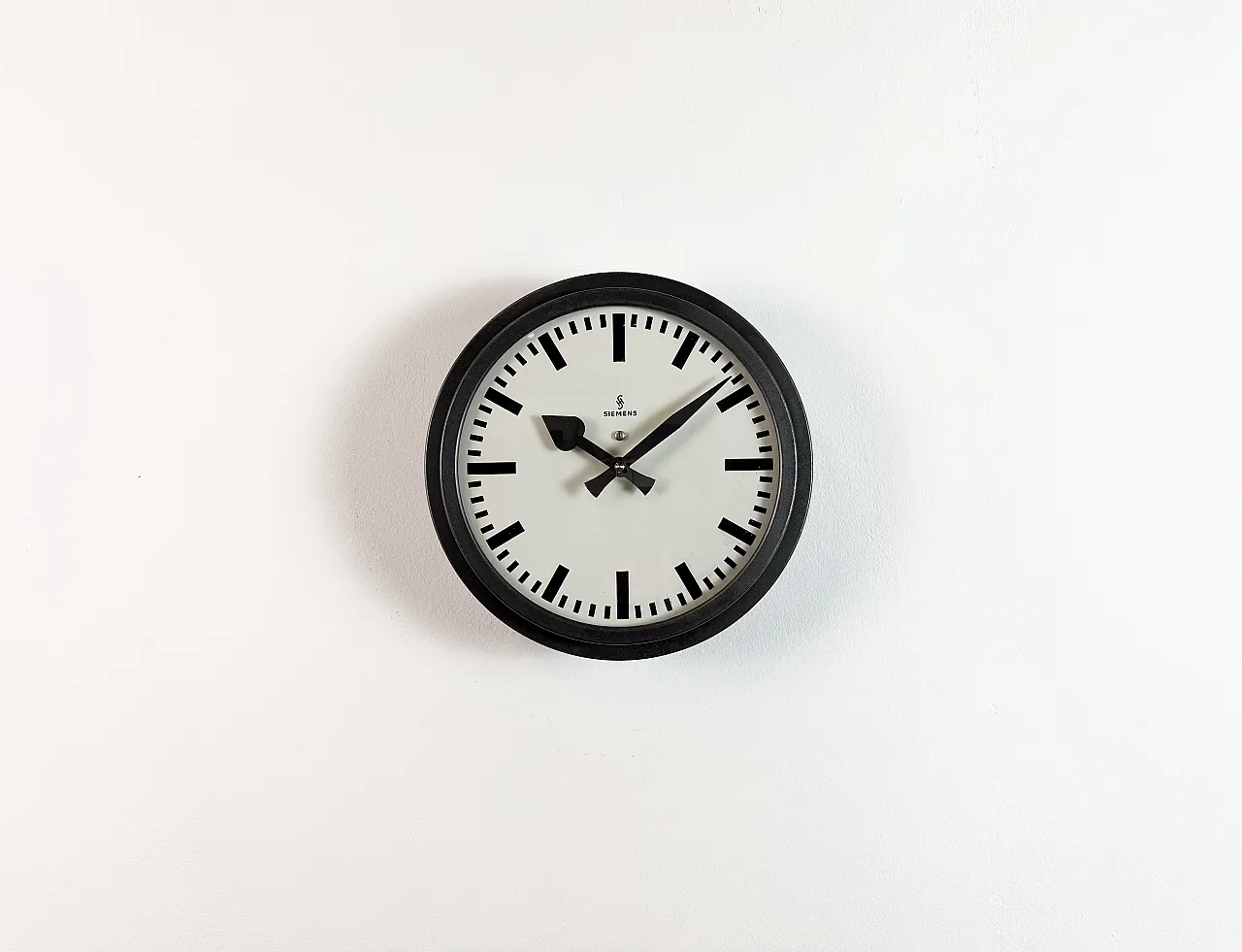 Black Industrial Factory Wall Clock from Siemens, 1950s 2