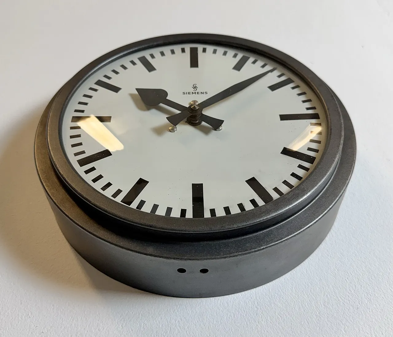 Black Industrial Factory Wall Clock from Siemens, 1950s 7