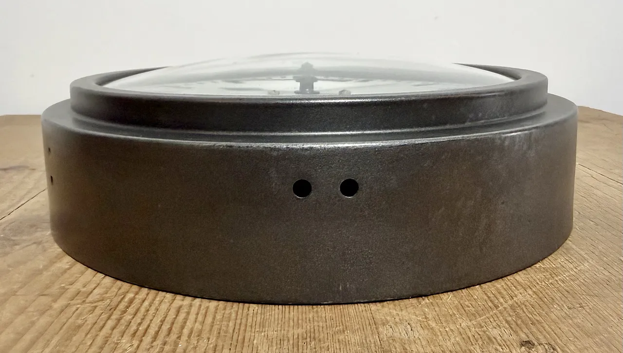 Black Industrial Factory Wall Clock from Siemens, 1950s 10