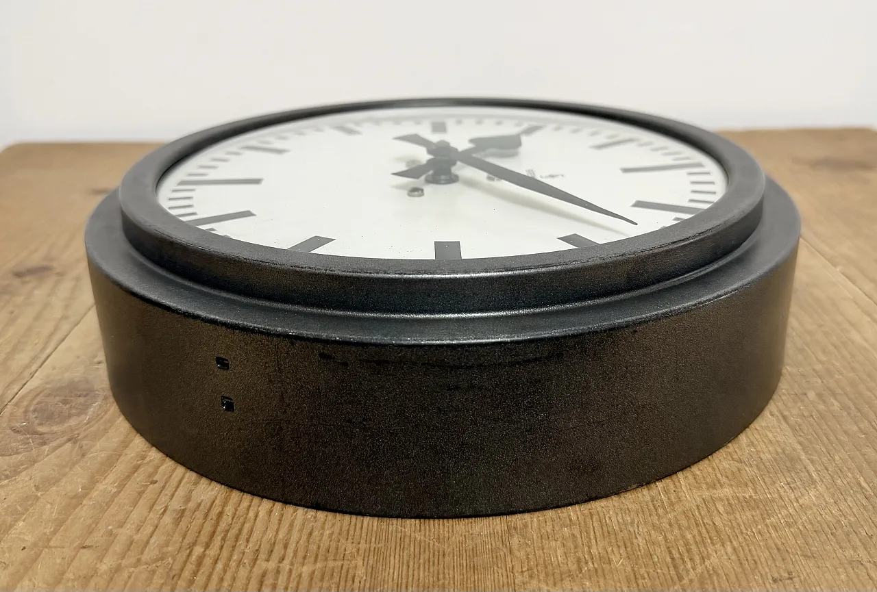 Black Industrial Factory Wall Clock from Siemens, 1950s 11