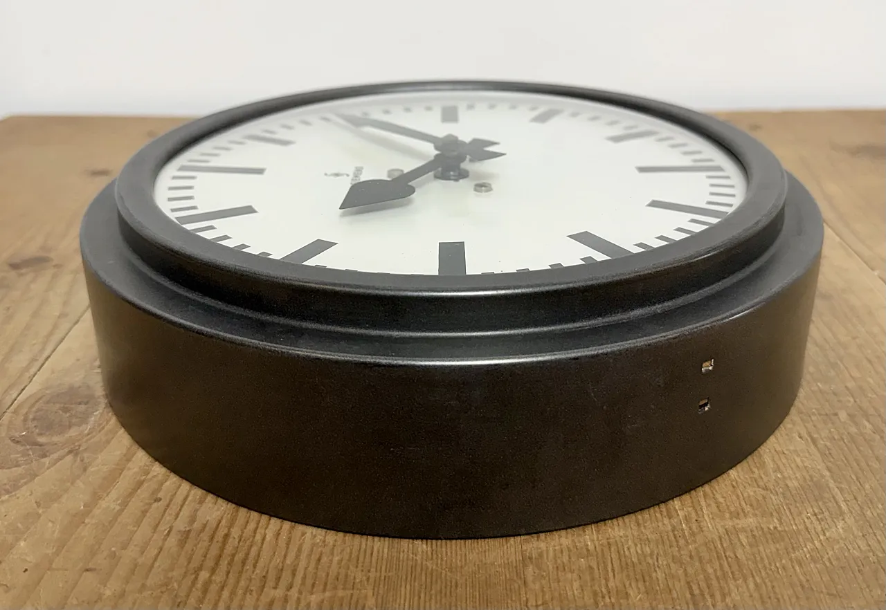 Black Industrial Factory Wall Clock from Siemens, 1950s 13