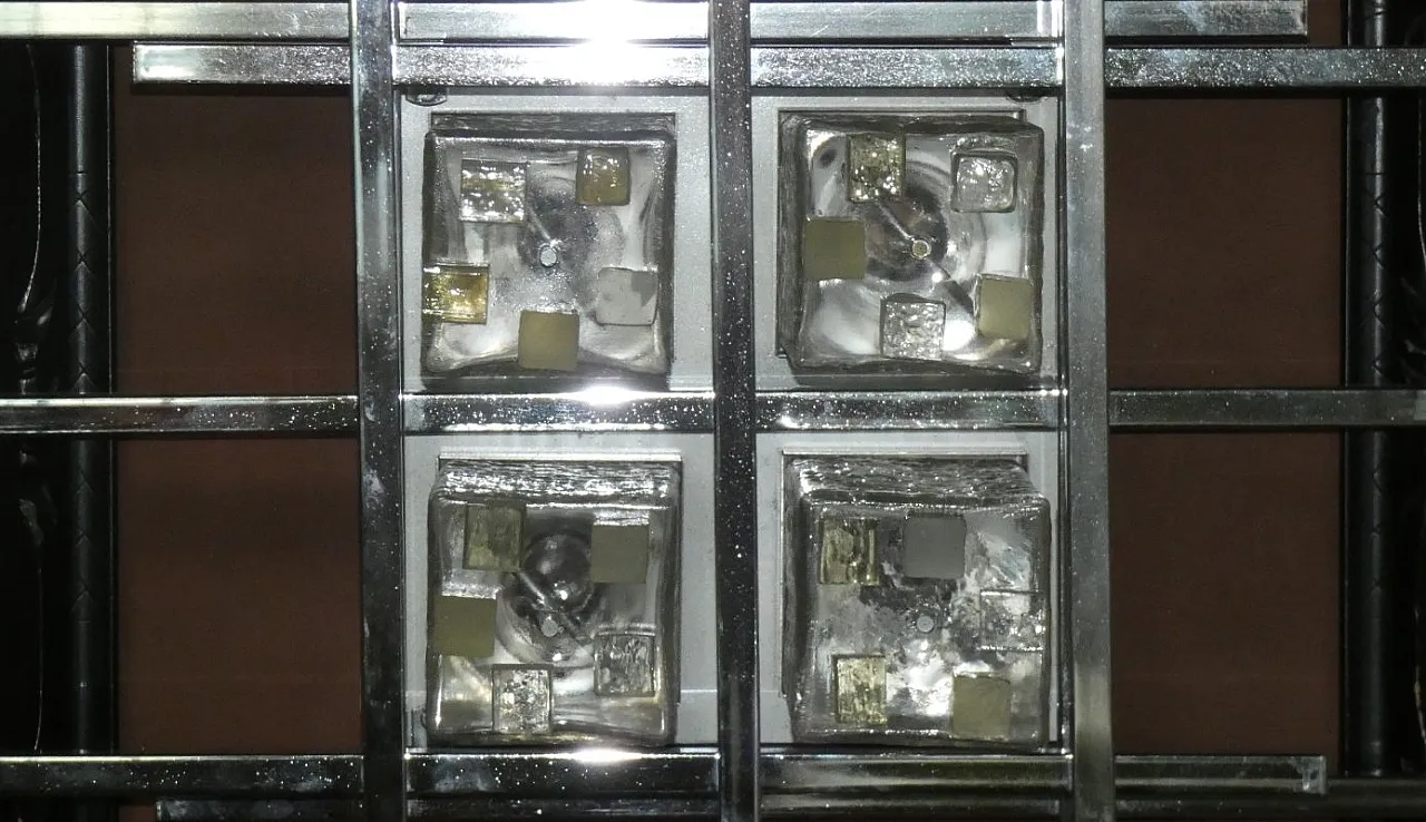 3 Applique vetro di Murano e acciaio di A.Poli per Poliarte, anni '60 10
