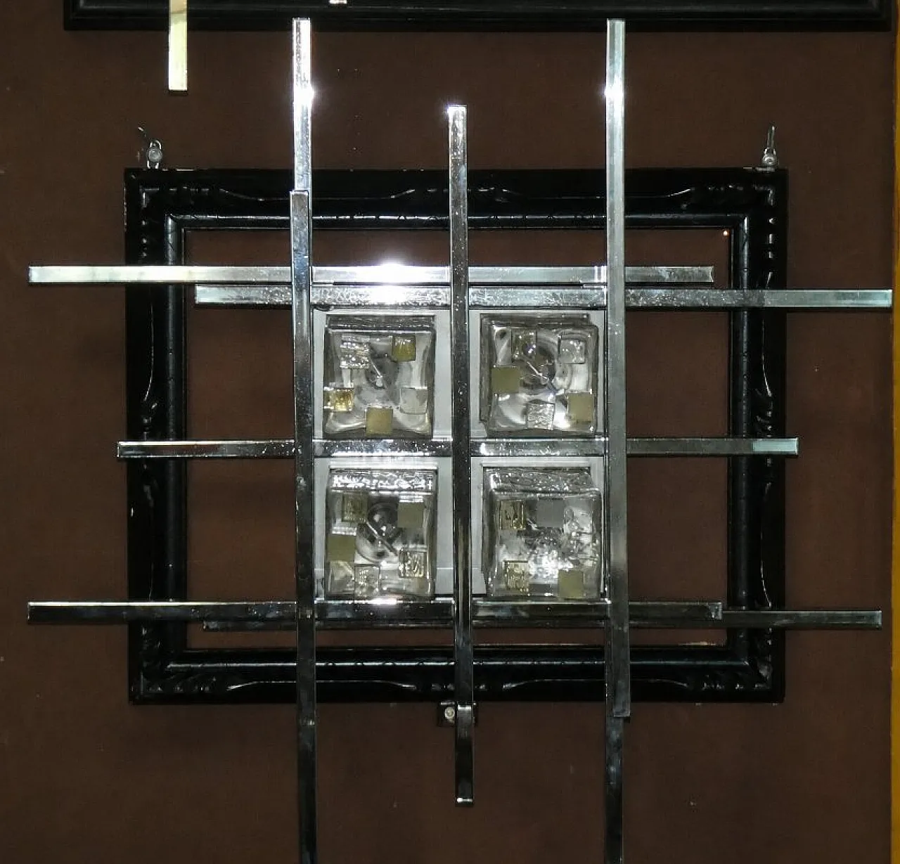 3 Applique vetro di Murano e acciaio di A.Poli per Poliarte, anni '60 14
