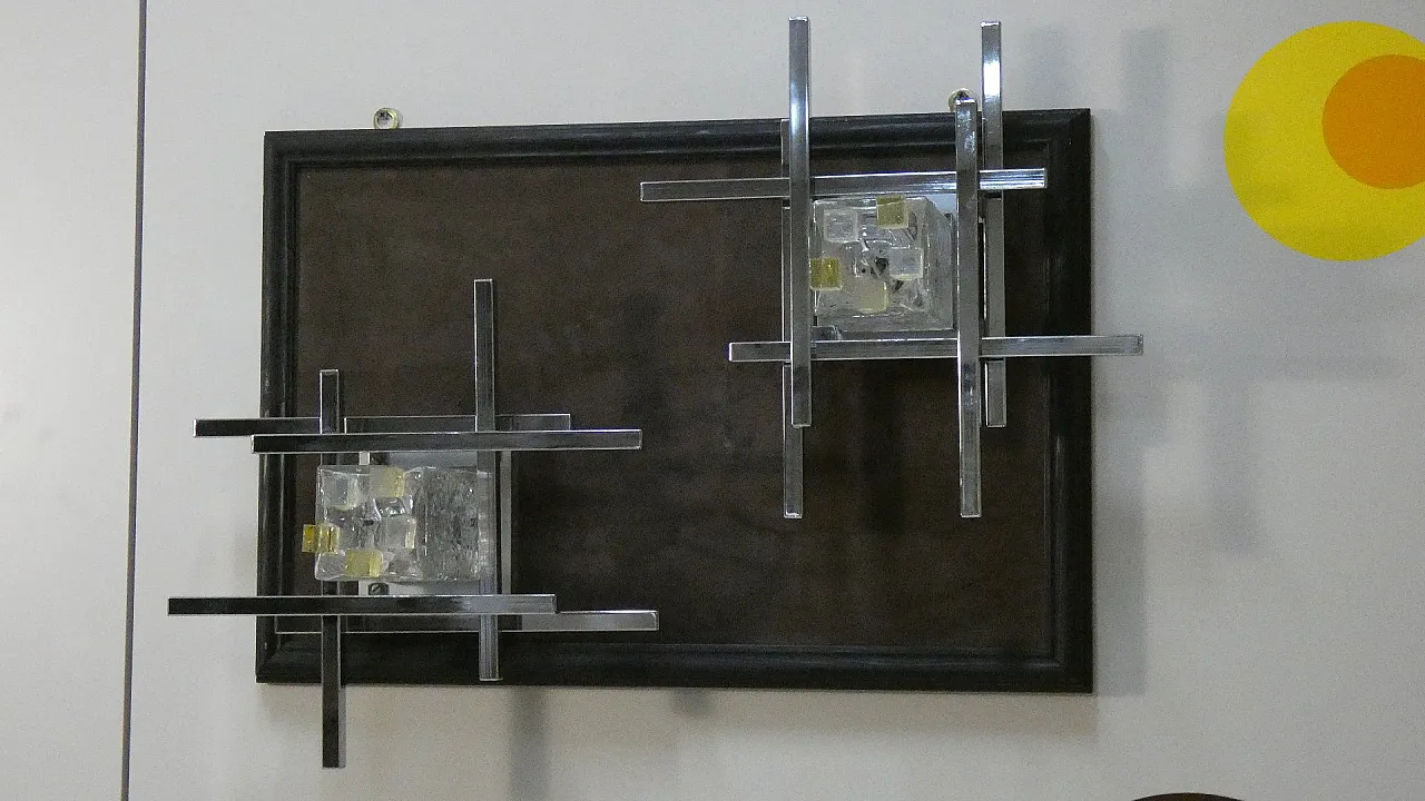 3 Applique vetro di Murano e acciaio di A.Poli per Poliarte, anni '60 27
