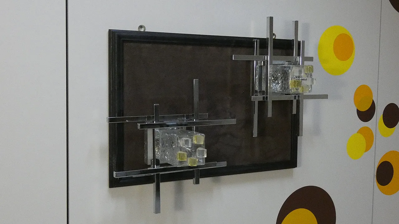 3 Applique vetro di Murano e acciaio di A.Poli per Poliarte, anni '60 30