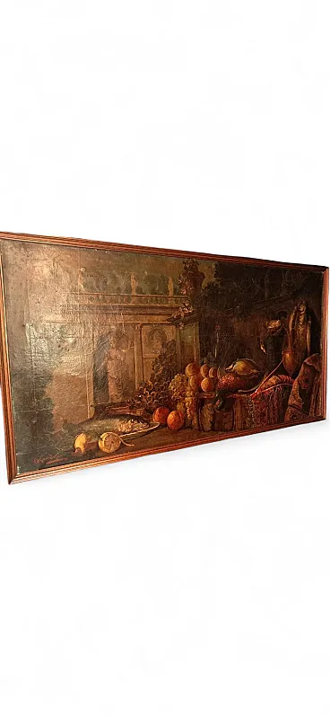 Large Still life with fish, oil on canvas, 19th century