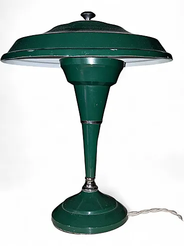 Green metal ministerial table lamp, 1950s