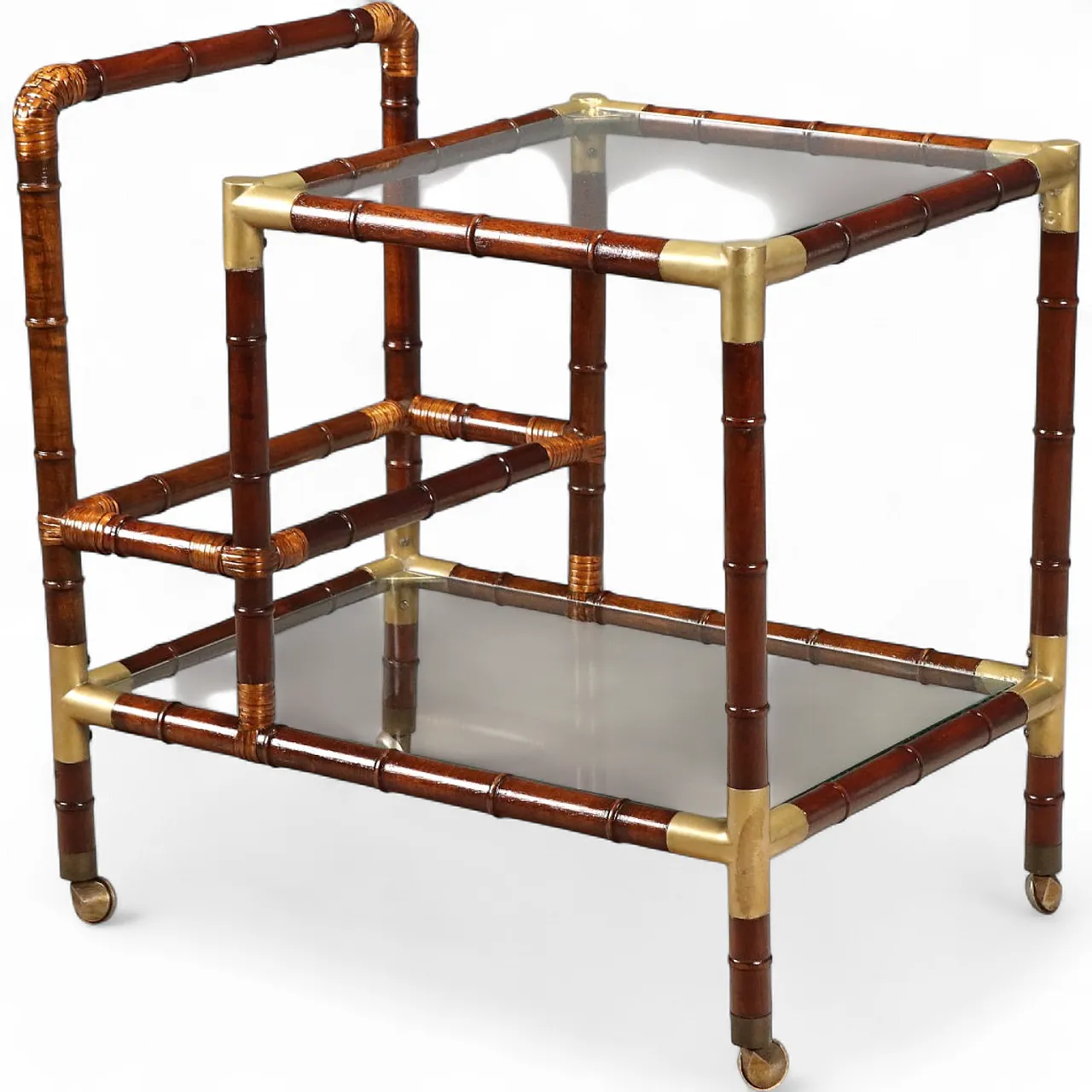 Bamboo bar cart, mid-20th century 10