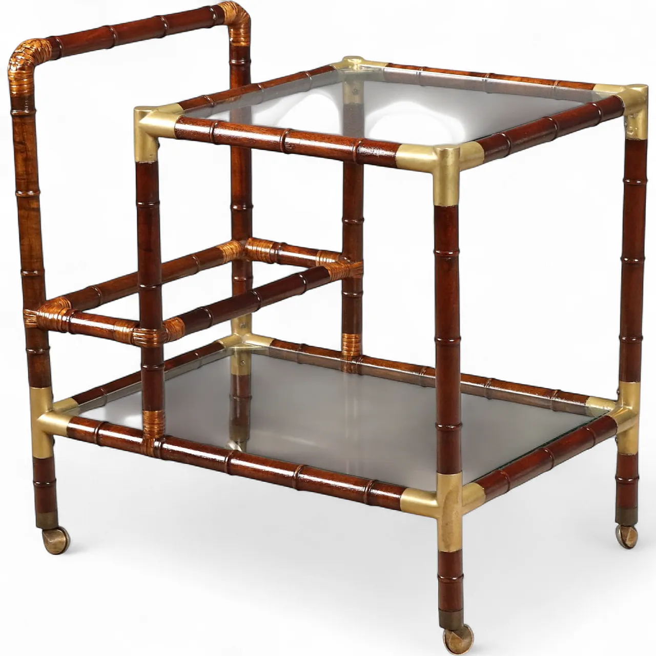 Bamboo bar cart, mid-20th century 11