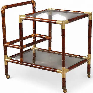 Bamboo bar cart, mid-20th century