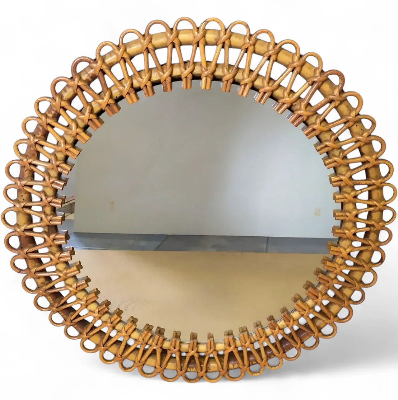 Specchio in vimini e bambù attribuito a Franco Albini, anni '60 6