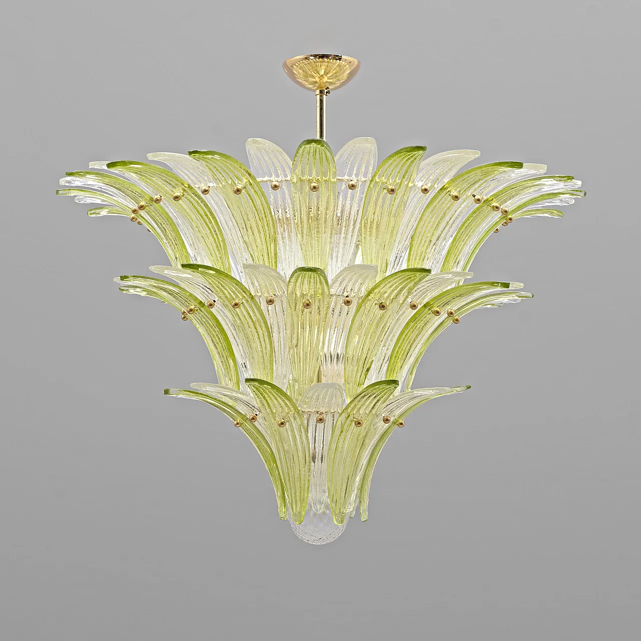 Mid-Century Murano glass palmette chandelier, 20th century 2