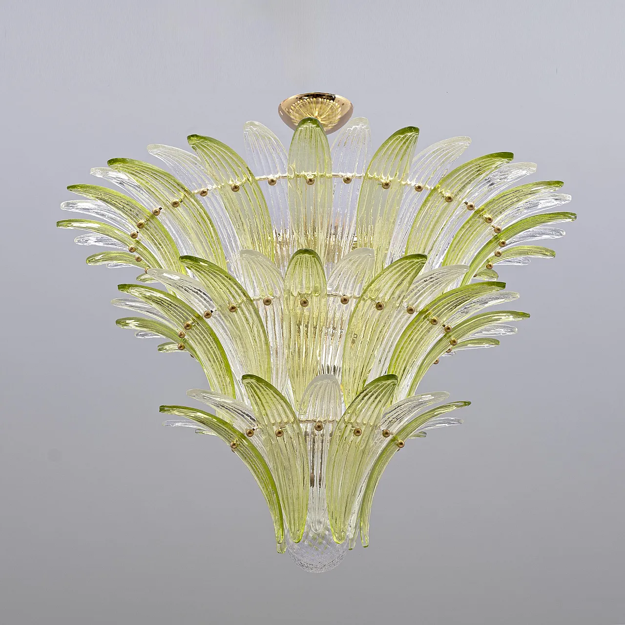 Mid-Century Murano glass palmette chandelier, 20th century 7