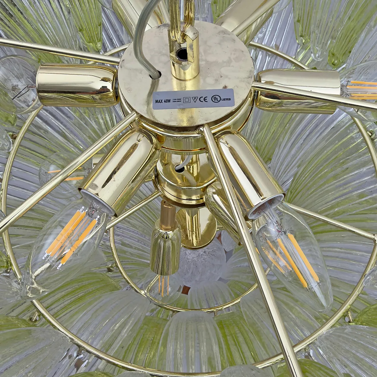 Mid-Century Murano glass palmette chandelier, 20th century 10