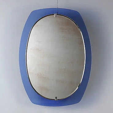 Specchio con cornice blu, anni '60