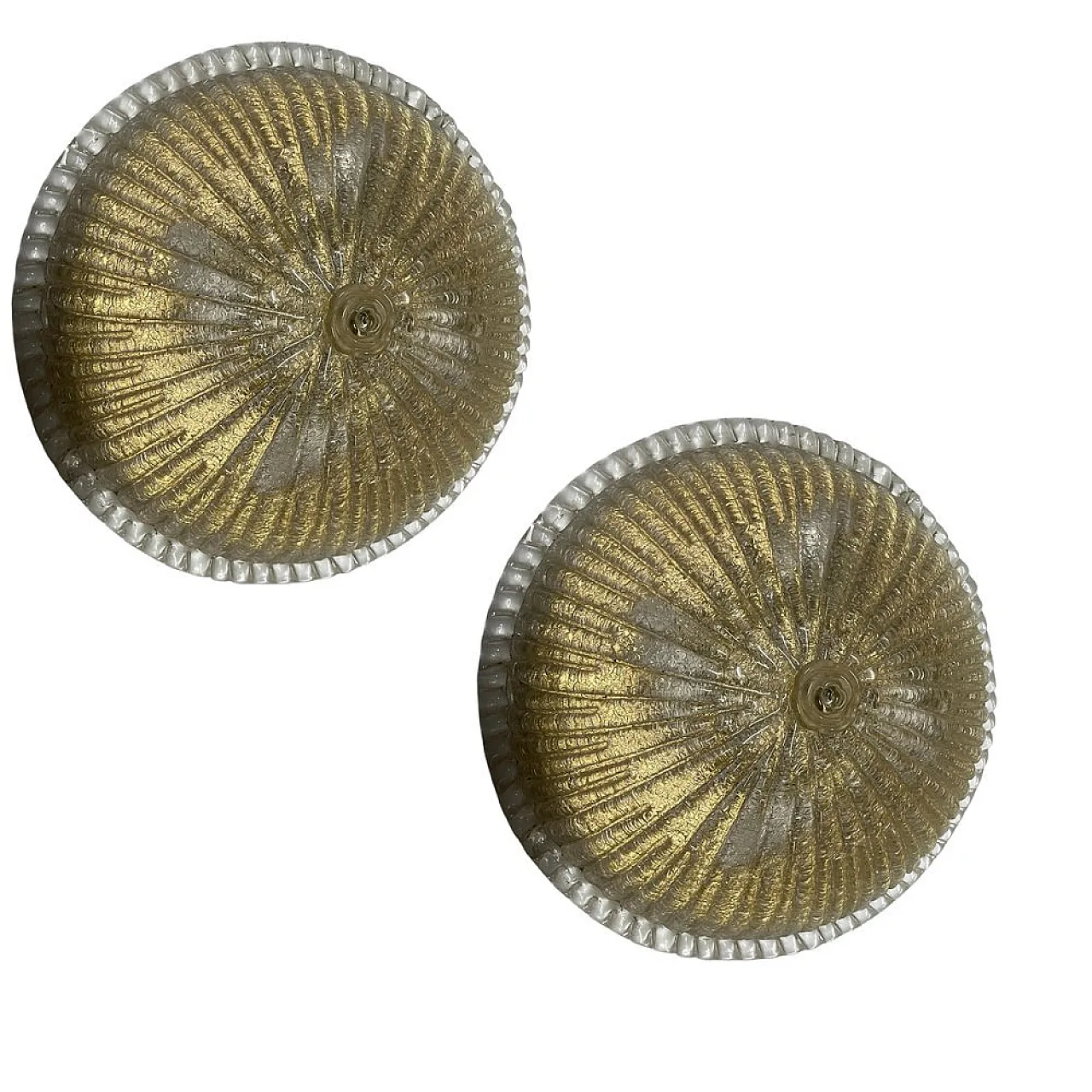 Pair of Murano glass recessed lamps, 1980s 1