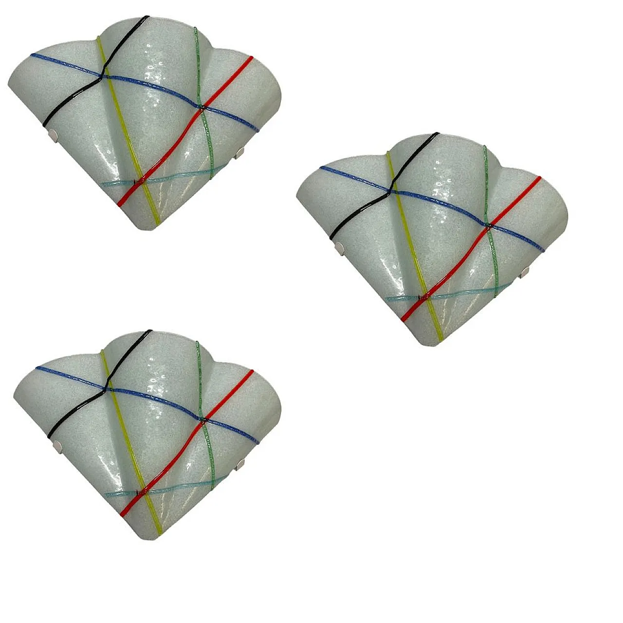 3 Geometric Murano glass sconces, Italy, 1980s 1