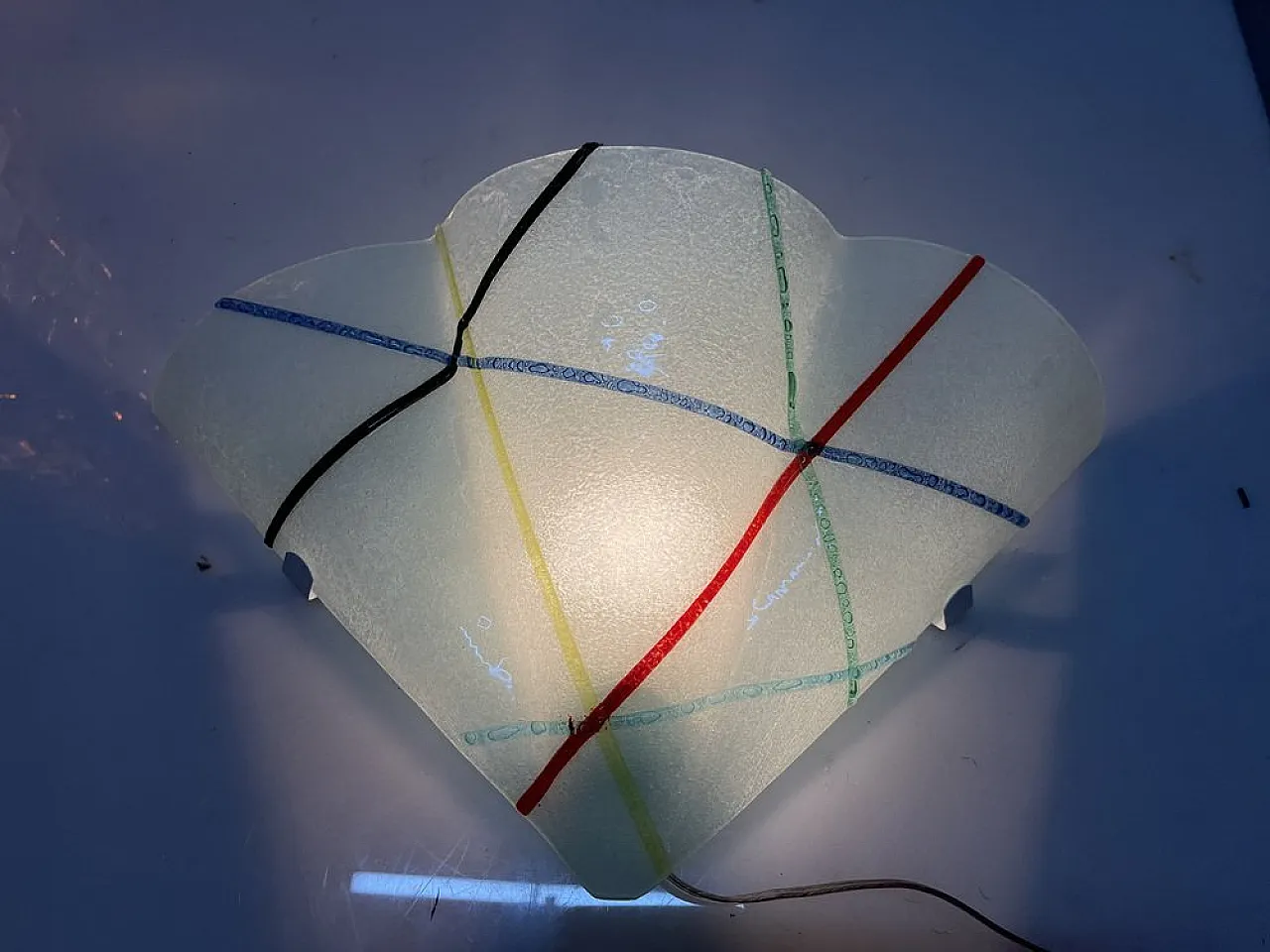 3 Geometric Murano glass sconces, Italy, 1980s 5