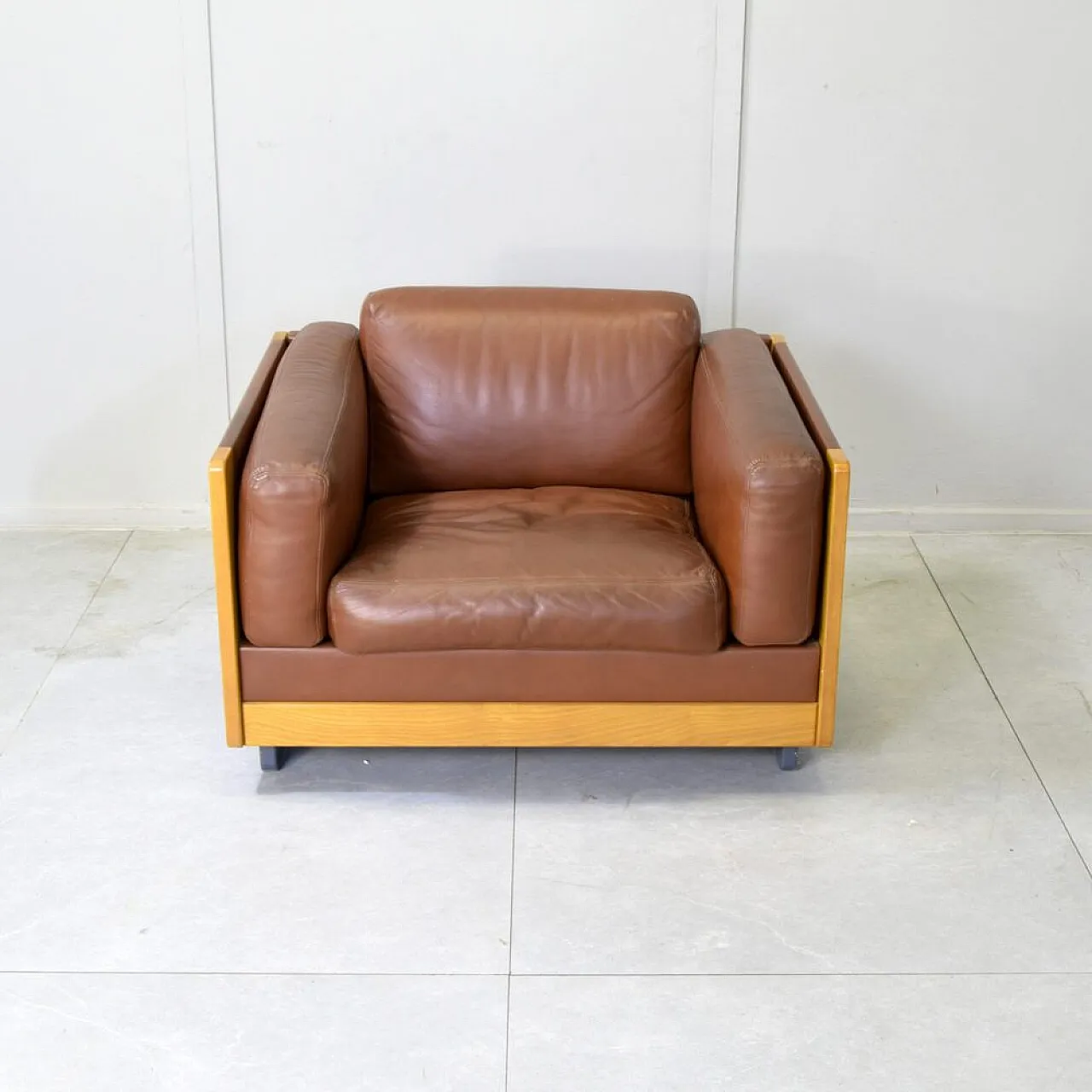 Poltrona nr. 920 in pelle di Afra & Tobia Scarpa per Cassina, anni '70 3