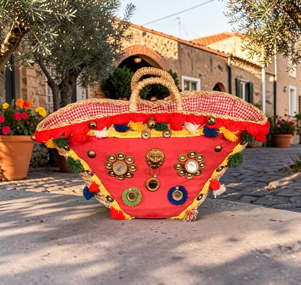 Borsa Coffa Intrecciata di paglia da carretto siciliano, anni '70 1