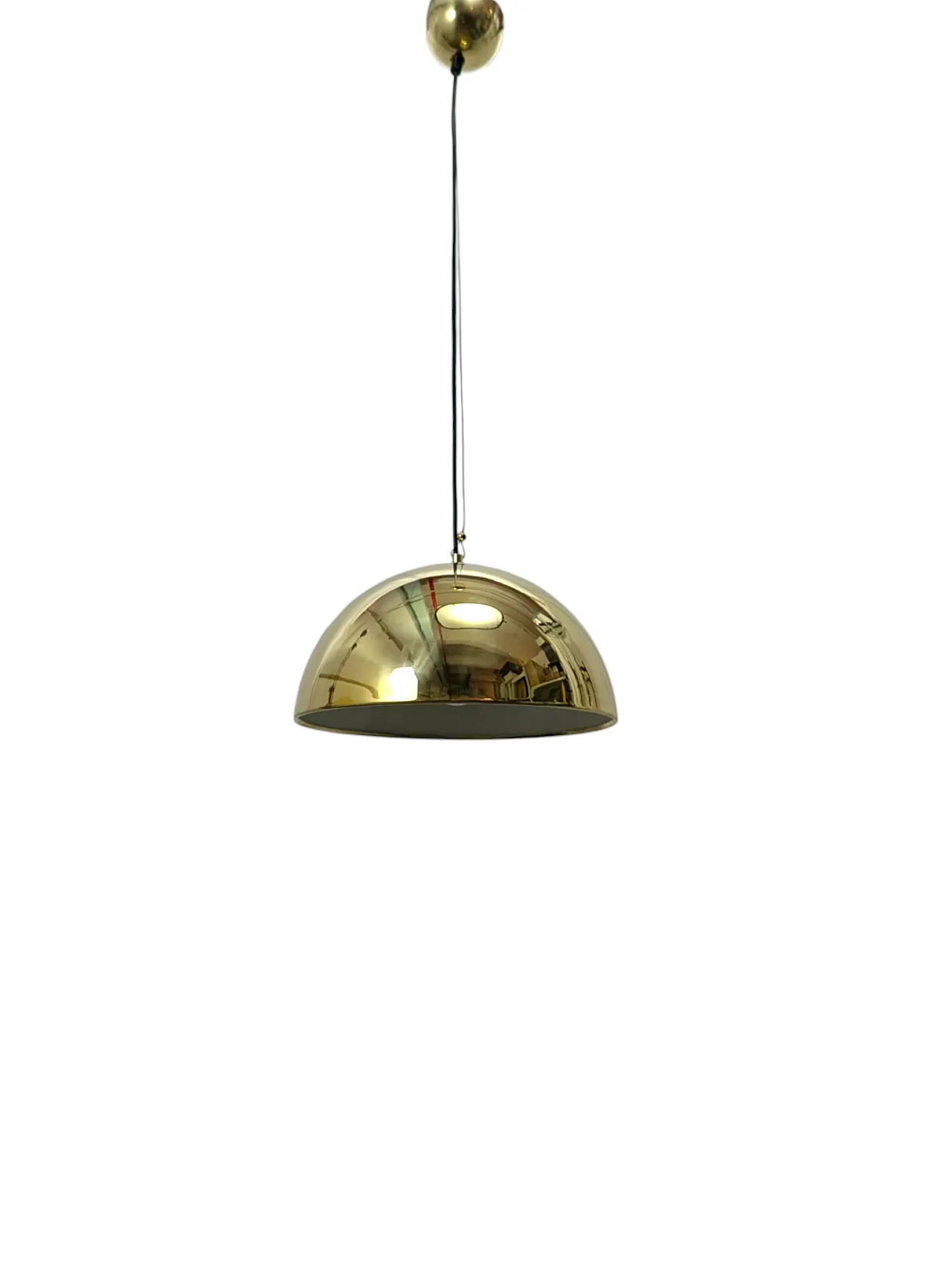 Lampada a sospensione a cupola in ottone anni 70 1